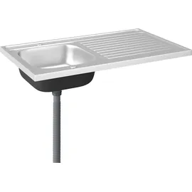 vidaXL Spüle mit Abtropffläche rechts Einbau Edelstahl Handbetätigung 1000 x 600 mm