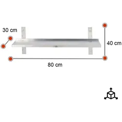 RomuxRomux® - Einzelner verstellbarer Regalboden 800x300x400 mm | 1 mm dick Industrielles Wandregal für das Gastgewerbe