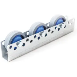 Universal-Rollenschiene, Tragfähigkeit 10 kg, Teilung 75 mm, gummierter Kunststoff