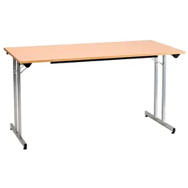 Sodematub Mehrzwecktisch ahorn rechteckig, Vierkantrohr silber, 140,0 x 70,0 x 74,0 cm