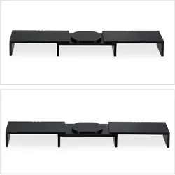 Relaxdays Monitorständer für 2 Monitore, verstellbar, ergonomisches Arbeiten, Bildschirmerhöhung Schreibtisch, schwarz