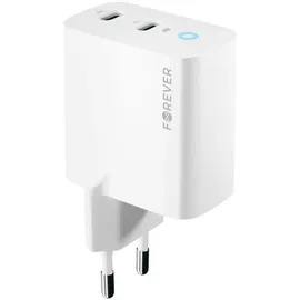 Forever 40W GaN PD QC Ladegerät 2x USB-C weiß - Weiß