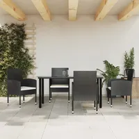 VidaXL 5-tlg. Garten-Essgruppe Schwarz Poly Rattan und Stahl