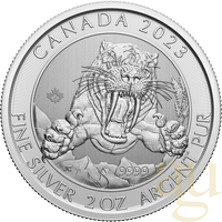 Royal Canadian Mint 2 Unzen Silber Smilodon Säbelzahnkatze 2023