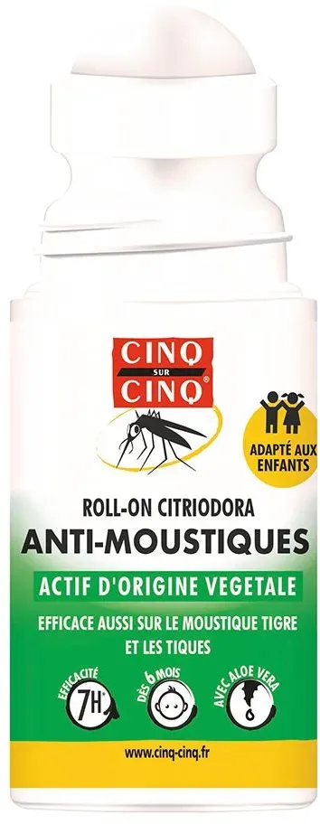 Cinq SUR Cinq Anti-muggen Roll-on Citriodora- Actieve ingrediënten van plantaardige oorsprong 50 ml Roller