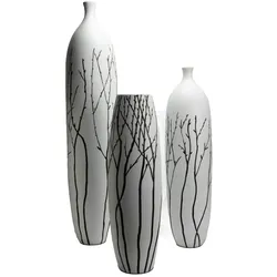 Vase Natura 103 cm - Weiß Rund Amadeus Harz 23.5x23.5 cm
