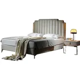 Xlmoebel Schlafzimmer-Set Luxuriöses Lederbett mit eleganten Nachttischen in modernem Design, (3-tlg., 3tlg. Schlafzimmer Set(Bett + 2x Nachttisch), Hergestellt in Europa weiß