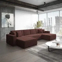 Fun Möbel Wohnlandschaft Schlafsofa Sofa CONOR PREMIUM Stoff Kronos Altrosa - Rosa