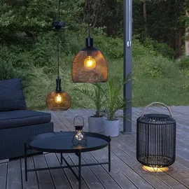 Best Season Deko-Korb Solar LED 48 cm Metall spritzwassergeschützt schwarz