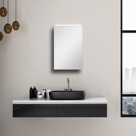 Talos Spiegelschrank Aluminio Vegas 40x60 cm - Spiegelschrank Bad mit LED Beleuchtung - hochwertiger Aluminiumkorpus - Badezimmerspiegelschrank mit neutral weißer Lichtfarbe