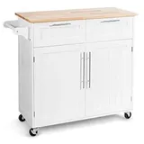 Costway Kücheninsel mit Arbeitsplatte Weiß 94 x 45.5 x 94.5 cm
