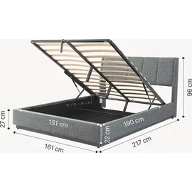 [en.casa] LED Polsterbett Tröstiar mit Matratze 160x200cm Anthrazit