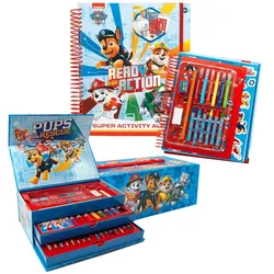 Paw Patrol - Schreibwaren-Set XL im Koffer + Malbuch mit Schablone und Aufklebern