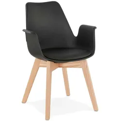 Kadima Design Küchenstuhl Design & Business | Kunstleder & Eichenholz Premium | Schwarz & Beige | Pflegeleicht & 100kg belastbar | NIVEX Kollektion
