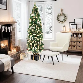 Tectake tectake® Set Weihnachtsbaum mit Lichterkette, verschiedene Größen, künstlich in Grün, mit dichten Nadeln, formbar mit viel Volumen, pulverbeschichteter Metallständer mit Kunststoffkappen