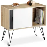 Relaxdays Sideboard Retro 70 x 80 x 40 cm Schwarz/Weiß