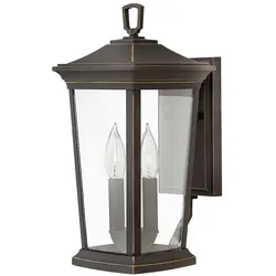 Bromley Wandlaterne, 2 Lichter, mittelgroß, mit Öl eingerieben, Bronze
