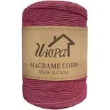 Uiopa Makramee Garn 3mm x 300m Rostrot Baumwollgarn Natürliches Makramee-garn DIY Macrame Cord Dicke Kordel Seil Makramee Zubehör für Makramee Wandbehang, Vorhang, Hängepflanze, Wanddekoration