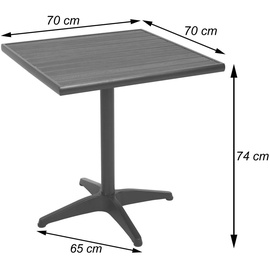 Mendler 2er-Set Gartenstuhl+Gartentisch HWC-J95, Stuhl Tisch, Gastro Outdoor-Beschichtung, Alu Holzoptik schwarz, dunkelbraun