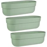 ENGELLAND - 3 x Blumenkasten, Blumentopf, Farbe: Pistazien-Grün, Pflanzkasten mit Wasserspeicher/Drainagesystem und Abstandshalter, 50 cm, PP-Kunststoff, Balkonkasten, länglich, formstabil