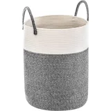luxuskollektion Wäschekorb Geflochten Baumwolle Y Dunkel Grau 38cm(D)x50cm(H)