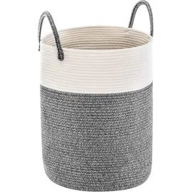 luxuskollektion Wäschekorb Geflochten Baumwolle Y Dunkel Grau 38cm(D)x50cm(H)
