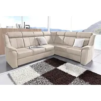 Ecksofa SIT & MORE "Basel L-Form" Sofas Gr. B/H/T: 261cm x 98cm x 211cm, Kunstleder SOFTLUX, langer Schenkel links, mit Relaxfunktion, weiß (altweiß) wahlweise mit Relaxfunktion