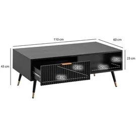 Möbel Boss Couchtisch Schwarz Eiche 110 x 43 x 60 cm