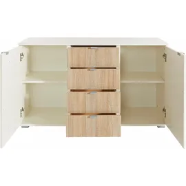 Priess Kombikommode 123 x 71 x 38 cm Weiß / Beige