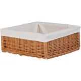 e-wicker24 Alles aus Weide Aufbewahrungskorb, Weidenkorb zum Präsentieren von Brötchen, Präsentationskorb, Tablett, Kiste, Weidenkorb, rechteckig, hell (60 x 40 cm, H12 Futter)