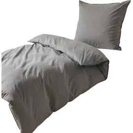 Traumschlaf Melange Bettwäsche Kissenbezug einzeln 80x80 cm, anthrazit - grau