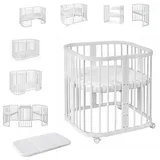 Waldin Babybett 7in1 mit Matratze, mitwachsendes Kinder-Bett