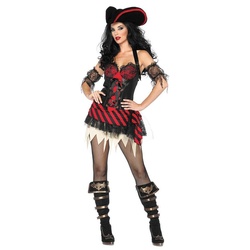 Leg Avenue Kostüm Sexy Piratenkostüm für Damen, Aufregend verspieltes Freibeuterkostüm für einen betörenden Auftrit schwarz M