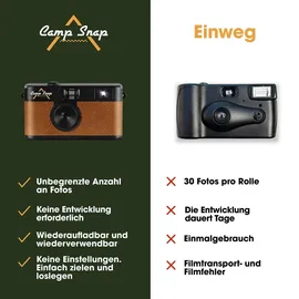 camp snap CS-V105 – Retro Digitalkamera im Vintage-Look, mit Vintage-Fotoeffekten, ohne Display, 8MP, USB-C, SD-Slot, braun