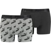 Puma Logo All-Over-Print Boxershorts dark grey melange/black M 2er Pack