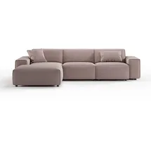 KAWOLA Sofa RANI Ecksofa Cord rosa Recamiere links