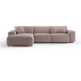 KAWOLA Sofa RANI Ecksofa Cord rosa Recamiere links