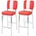 Mendler 2er-Set Barhocker Avellino, Barstuhl Tresenhocker, Retro 50er Jahre Design, Kunstleder FSC® ~ rot-weiß