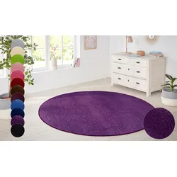 Teppich HANSE HOME "Shashi" Gr. 9, lila, H:8,5mm Ø:133cm, Kunstfaser, Teppiche, Kurzflor, Unifarben, Teppich, Weich, Esszimmer, Kinderzimmer, Flur