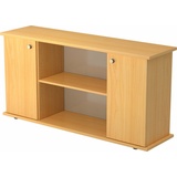 bümö Sideboard office Sideboard mit 2 Flügeltüren, Dekor: Buche - Griffe: Knauf/Streifengriff braun