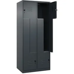 C+P Z-Spind Classic PLUS bodenstehend, 4 Abteile, HxBxT 185x80x50cm, Sicherheitsdrehriegel, Anthrazit von PROREGAL