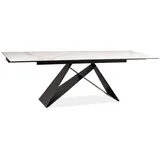 Feldmann-Wohnen Esstisch Westin III (Tischplatte ausziehbar, 1-St., moderne Optik, Tischplatte ausziehbar), 160-240x90x76cm Marmor weiß schwarz ausziehbar schwarz