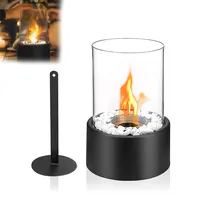 YRHome Ethanol Tischkamin Bioethanol Tischkamin Bio Edelstahl Kamin Ethanol Kamin Brennkammer Tischfeuer mit Deko Brennkammern Tragbare Natursteinen für Indoor Outdoor Balkon Deko Garten Rund Type G