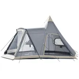 Skandika Tipi Zelt Lavvu 460 Protect Plus| Zelt für 6 Personen, 3 m Stehhöhe, eingenähter Zeltboden, 3000 mm Wassersäule, UV 50+, Festivalzelt, Indianerzelt, Familienzelt | Outdoor, Camping, Glamping