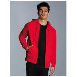 TRIGEMA Sweatjacke TRIGEMA "TRIGEMA Sweatjacke mit Kapuze", Herren, Gr. L, rot (vulcano), 70% Baumwolle, 30% Polyester, Basic, Sweatjacken Sweatjacke