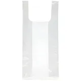 Papstar 250 Hemdchen-Tragetaschen, HDPE 48 cm x 22 cm x 12 cm transparent Knotenbeutel