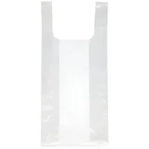 Papstar 250 Hemdchen-Tragetaschen, HDPE 48 cm x 22 cm x 12 cm transparent Knotenbeutel
