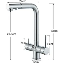 BieTal® Wasserhahn Küche BieTal BT-300 3-Wege L-Auslauf Armatur ausziehbar Gunmetal Grau