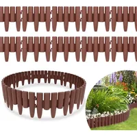 Jopassy 30 Stück Rasenkante Holzoptik Beeteinfassung Mähkante Beetumrandung Kunststoff für Garten, Wiese 8,4m Braun