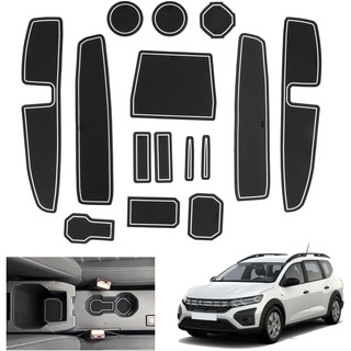 GAFAT Dacia Jogger Hybrid/Extreme 2022-2024 2025 Antirutschmatten, Jogger 2024 Gummimatten, Mittelkonsole Matten, Türnaht Matten, Dacia Jogger Zubehör (Weiß)